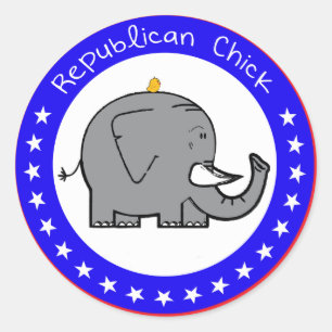 republican chick classic round sticker