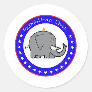 republican chick classic round sticker