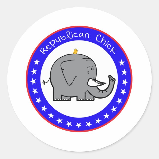 republican chick classic round sticker (Front)
