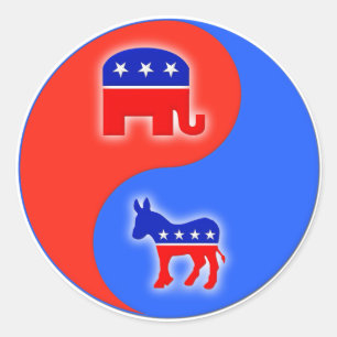 Republican/Democrat Yin/Yang Classic Round Sticker