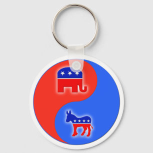 Republican/Democrat Yin/Yang Key Ring