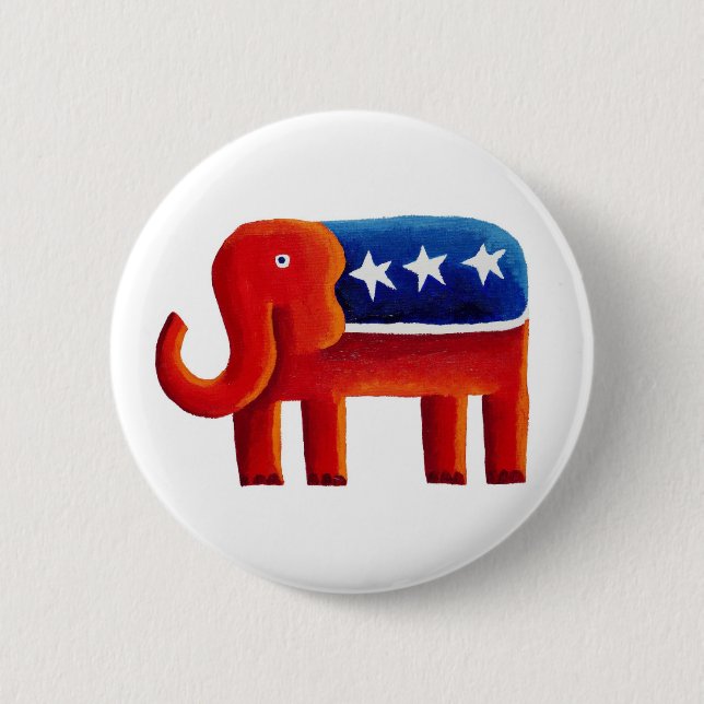 Republican Elephant 6 Cm Round Badge (Front)