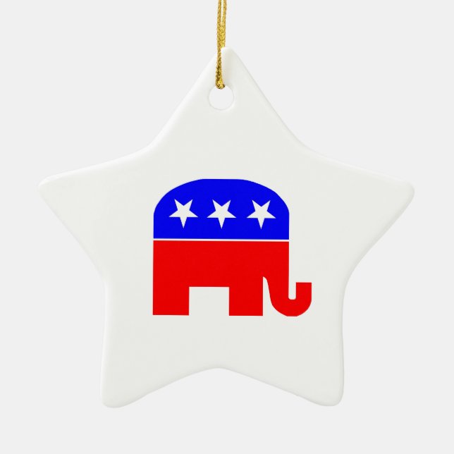 Republican Elephant Ceramic Tree Decoration (Front)