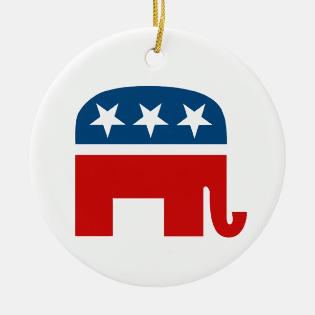 Republican Elephant Ceramic Tree Decoration (Front)