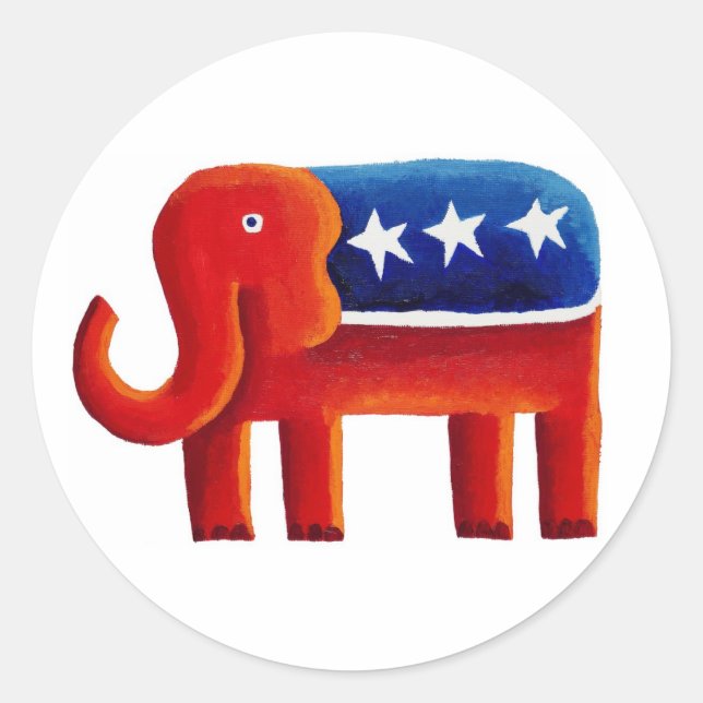 Republican Elephant Classic Round Sticker (Front)