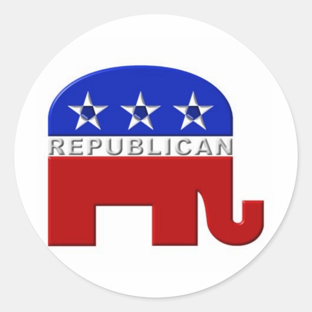Republican Elephant Classic Round Sticker (Front)