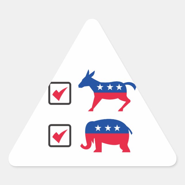 Republican Elephant Democrat Donkey Election Ballo Triangle Sticker (Front)