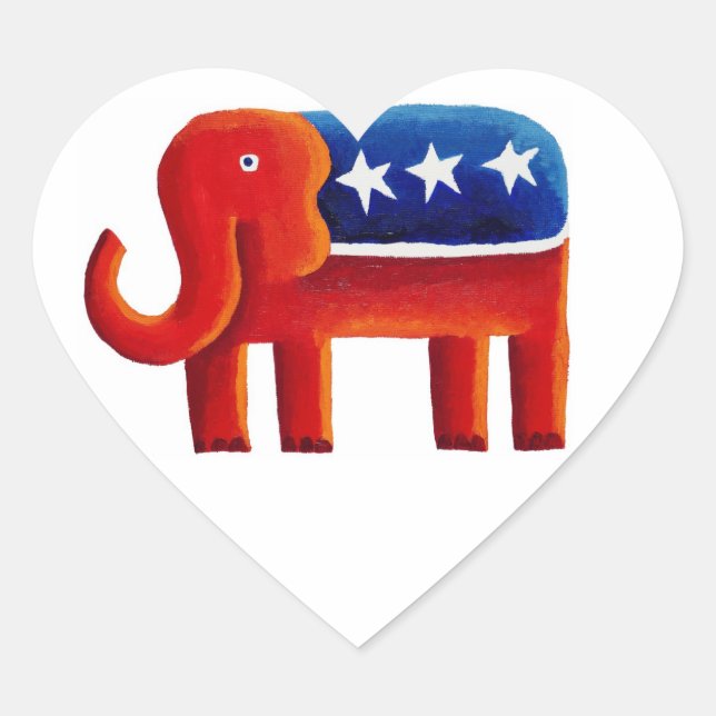 Republican Elephant Heart Sticker (Front)