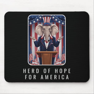 Republican Elephant Herd Of Hope For America Funny Mouse Mat