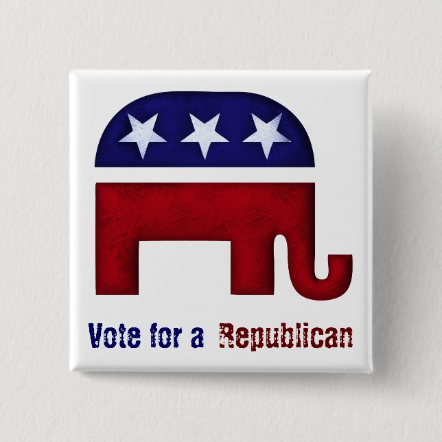 Republican elephant logo 15 cm square badge (Front)