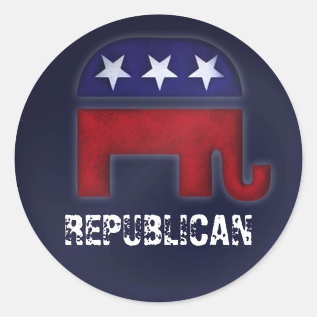Republican elephant logo classic round sticker (Front)