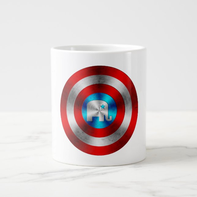 Republican Elephant Metal Shield Large Coffee Mug (Front)
