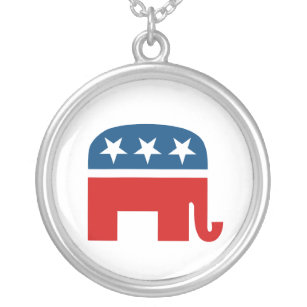 Republican Elephant Silver Plated Necklace