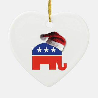 Republican Elephant wearing a Santa Claus Hat Ceramic Tree Decoration