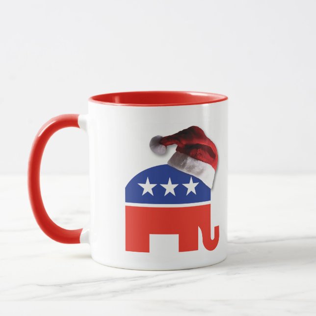 Republican Elephant wearing a Santa Claus Hat Mug (Left)