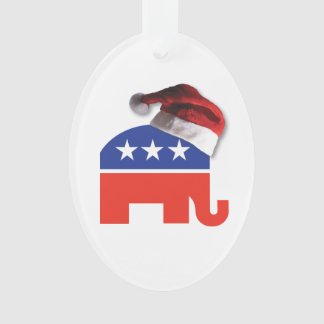 Republican Elephant wearing a Santa Claus Hat Ornament