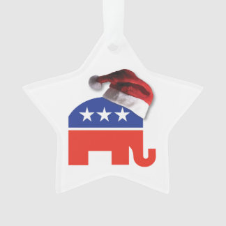Republican Elephant Wearing a Santa Claus Hat Ornament