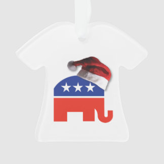 Republican Elephant wearing a Santa Claus Hat Ornament