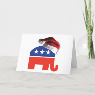 Republican Elephant wearing a Santa Claus hat Thank You Card