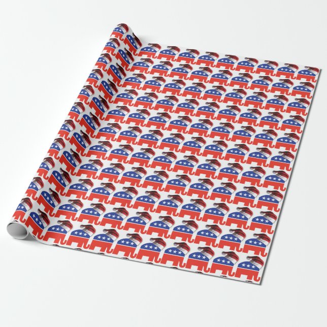 Republican Elephant wearing a Santa Claus Hat Wrapping Paper (Unrolled)