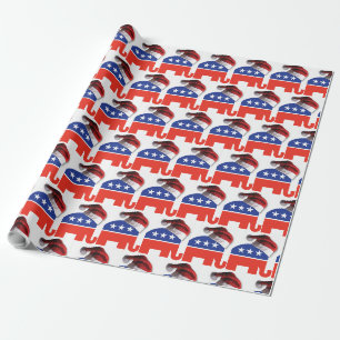Republican Elephant wearing a Santa Claus Hat Wrapping Paper