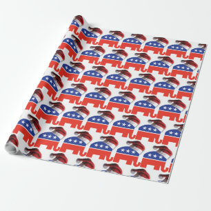 Republican Elephant wearing a Santa Claus Helmet Wrapping Paper