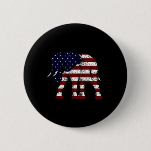 Republican Elephant Weathered American Flag Gop 6 Cm Round Badge