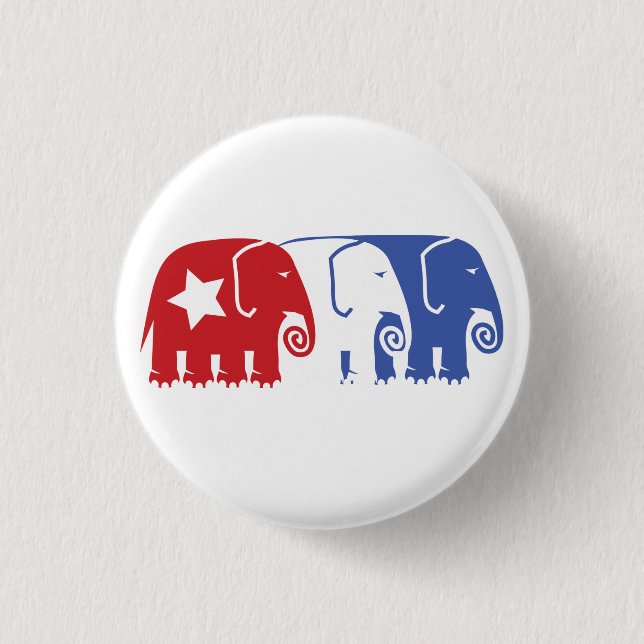 Republican Elephants 3 Cm Round Badge (Front)