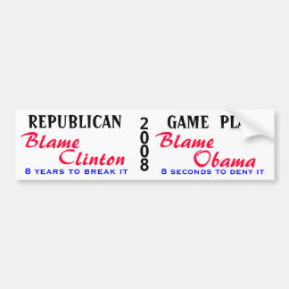 REPUBLICAN, GAME PLAN (wht) Bumper Sticker
