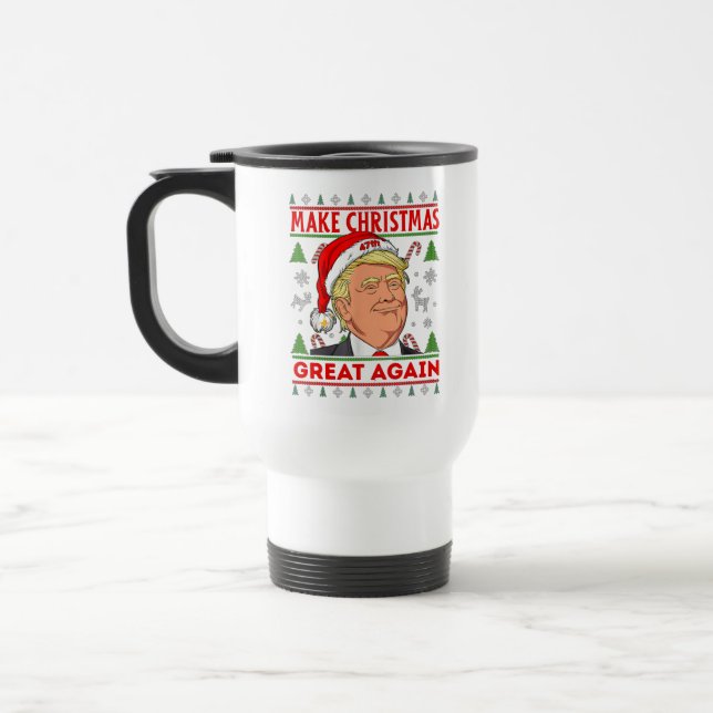 Republican Gift Mug, Donald Trump Merry Christmas Travel Mug (Left)