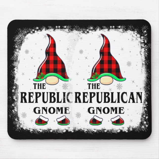 Republican Gnome Buffalo Plaid Matching Family Xma Mouse Mat (Front)