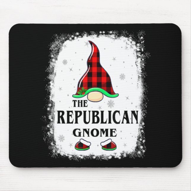 Republican Gnome Buffalo Plaid Matching Family Xma Mouse Mat (Front)
