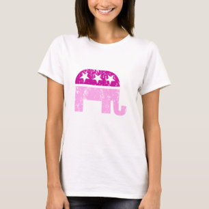 Republican Original Elephant Distressed Pink T-Shirt