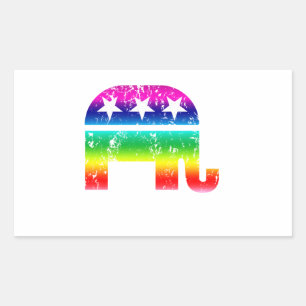 Republican Original Elephant Distressed Rainbow Rectangular Sticker
