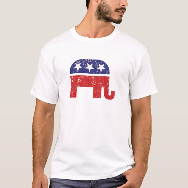 Republican Original Elephant Distressed Tan T-Shirt (Front)