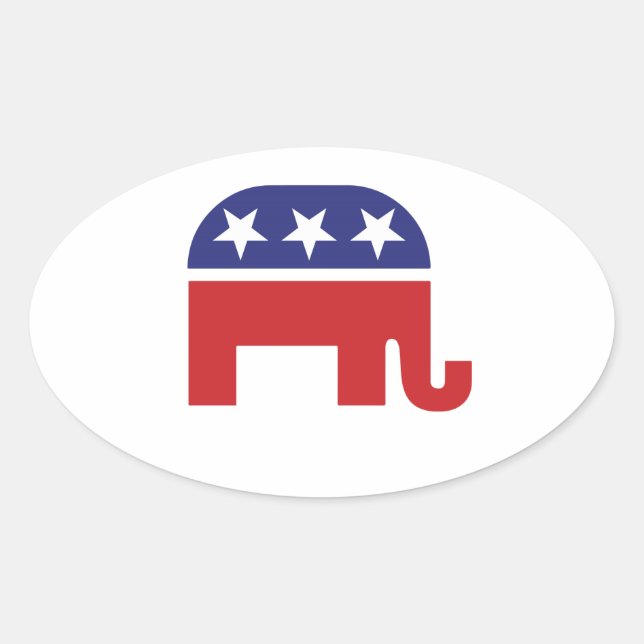 Republican Original Elephant Oval Sticker (Front)