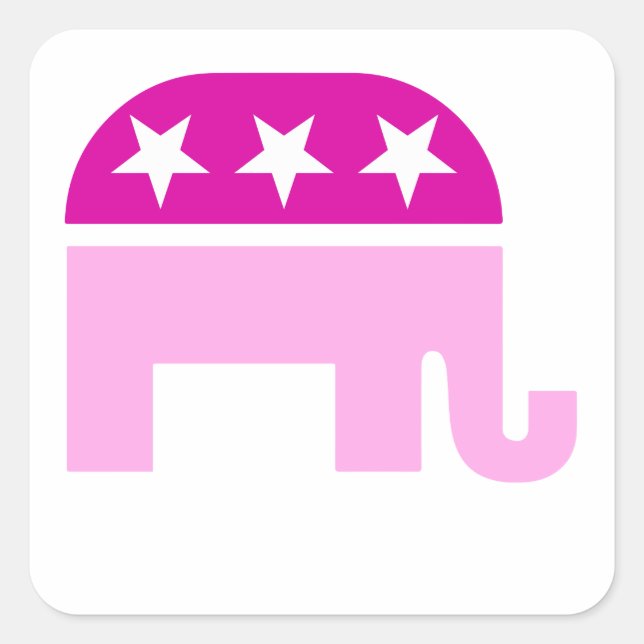 Republican Original Elephant Pink Square Sticker (Front)