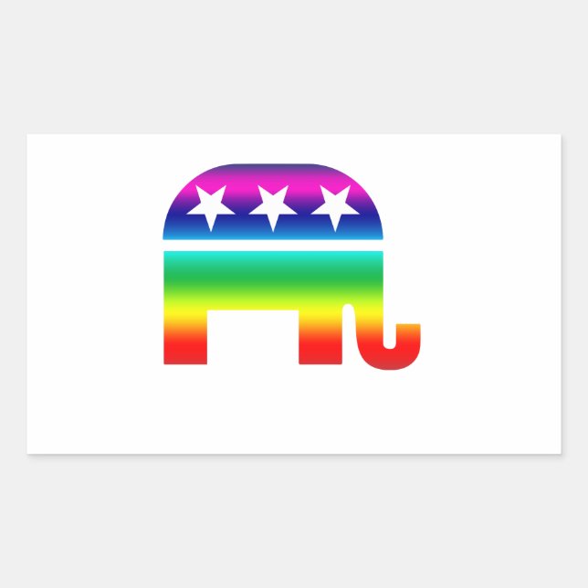 Republican Original Elephant Rainbow Rectangular Sticker (Front)