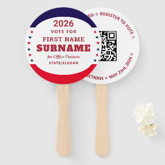 Republican Party Campaign Personalized QR & Date Hand Fan