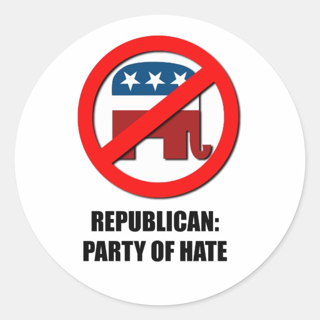 Republican - Party of Hate Classic Round Sticker (Front)