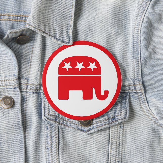 Republican Party Political Symbol (Elephant) 10 Cm Round Badge (In Situ)