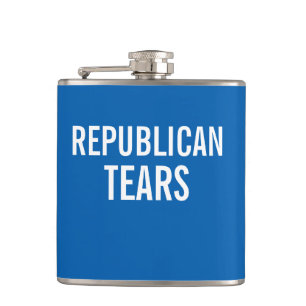 Republican Tears Democrat colour scheme Hip Flask