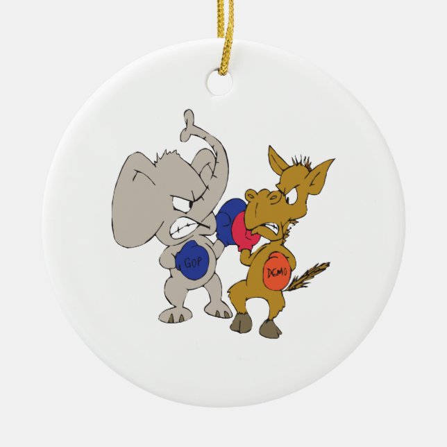 Republican Vs Democrat Ceramic Tree Decoration (Front)