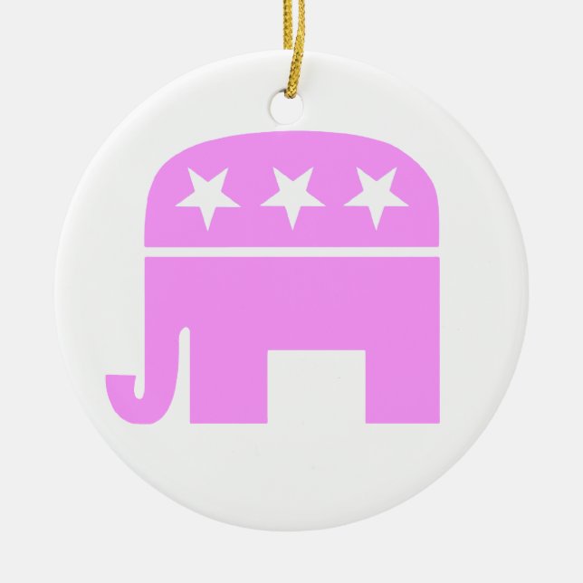 Republican Women Pink GOP Symbol Elephant Ceramic Tree Decoration (Front)