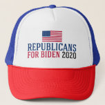 Republicans for Biden 2020 Trucker Hat<br><div class="desc">Republicans for Biden hat. Republican party members that will vote for Joe Biden in the 2020 presidential election. Conservative American flag for patriots against Donald Trump for president.</div>