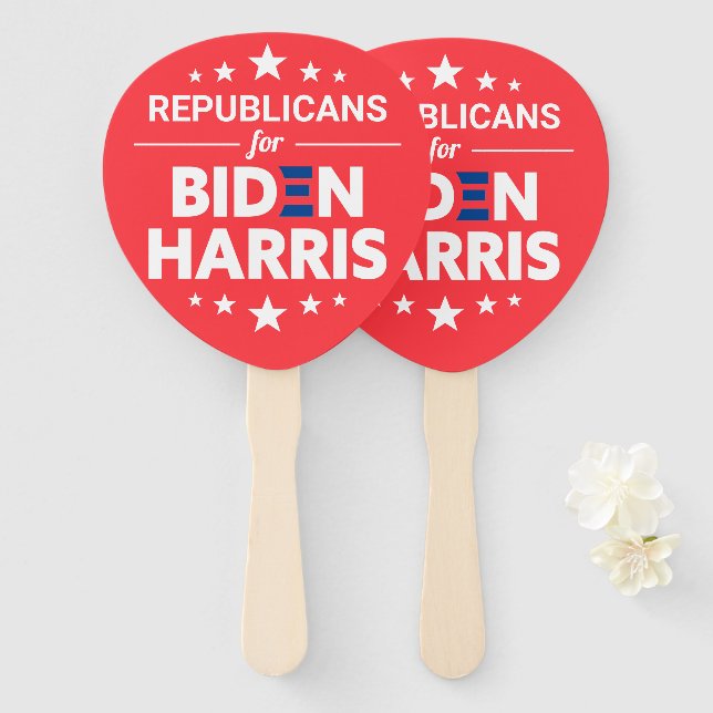 Republicans for Biden Harris Custom Text Red Hand Fan (Front and Back)