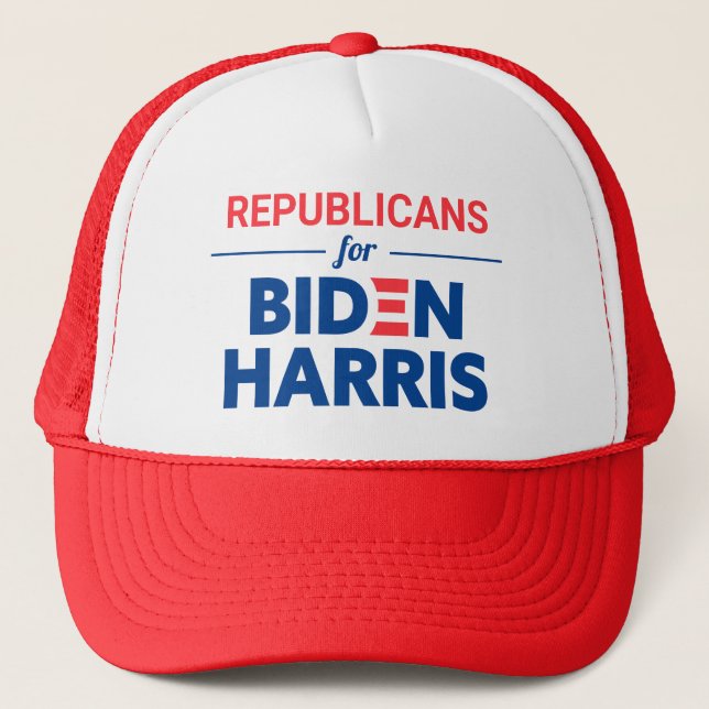 Republicans for Biden Harris Custom Text Trucker Hat (Front)