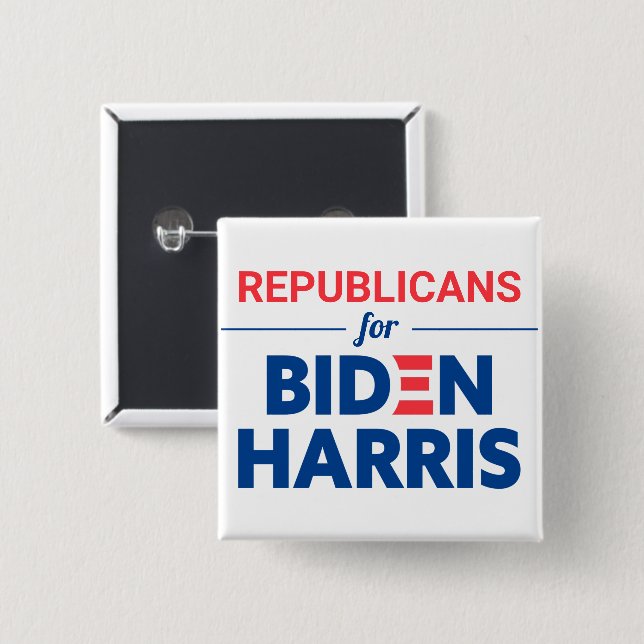 Republicans for Biden Harris Custom Text White 15 Cm Square Badge (Front & Back)