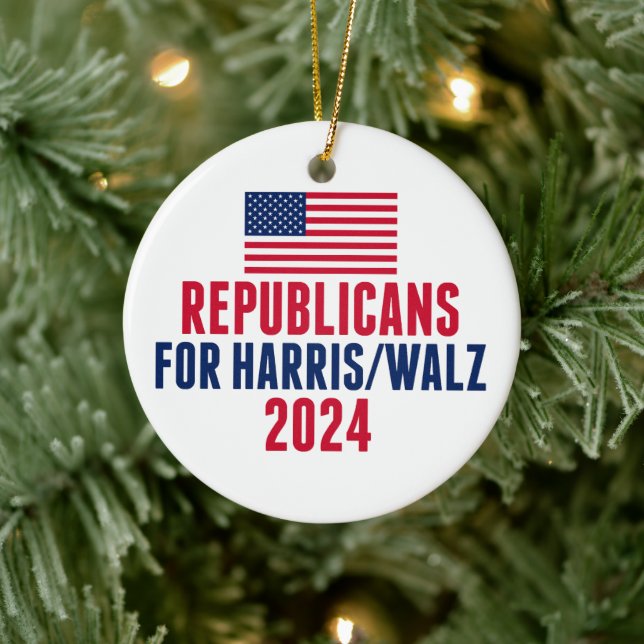 Republicans for Harris Walz American Christmas Ceramic Tree Decoration (Tree)