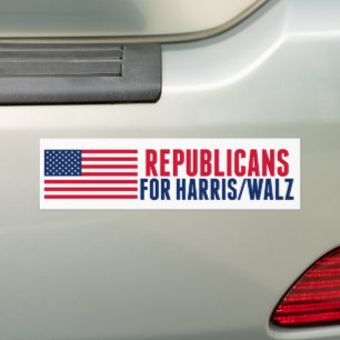 Republicans for Harris Walz American Flag Bumper Sticker